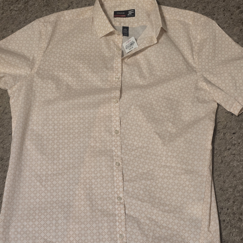 jf j.ferrar Men's Light Pink Patterned Shirt